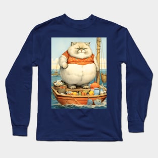 Cats at Sea: Fat Cats, little boats Long Sleeve T-Shirt